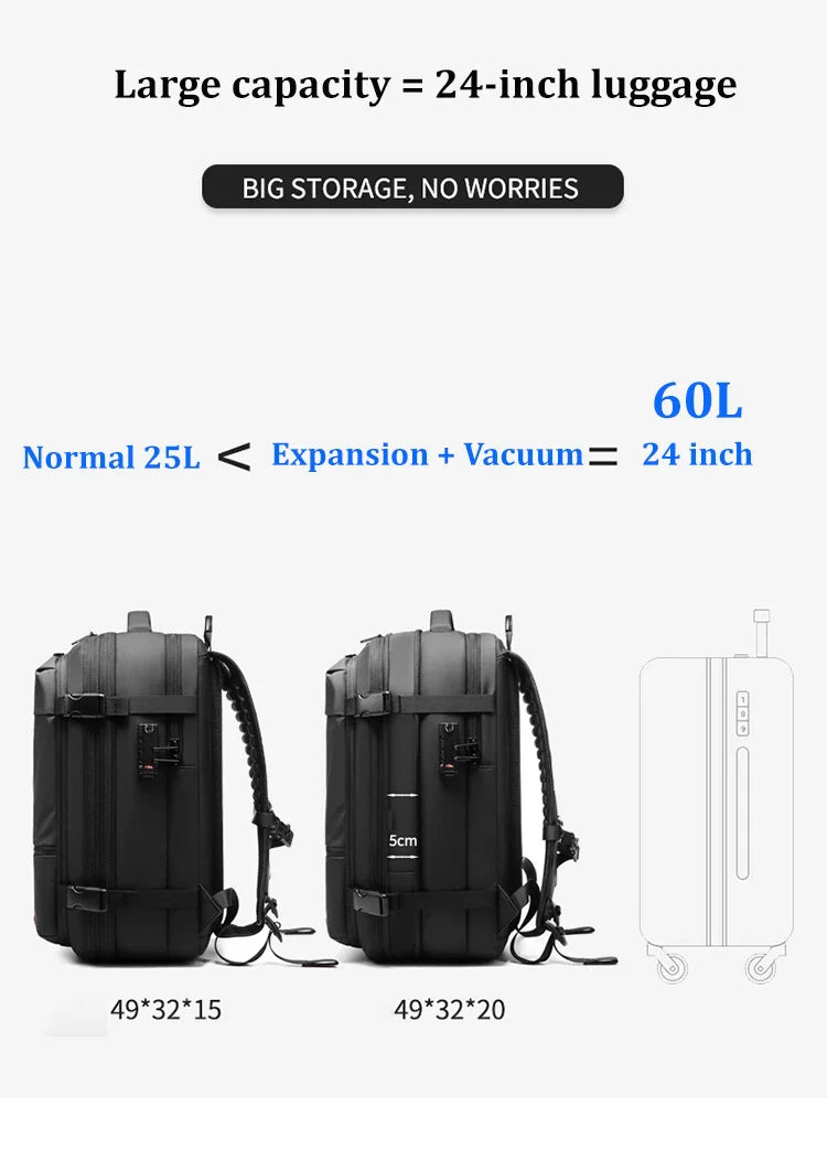 17" Laptop Travel Backpack for Men, Large Capacity, Business & School