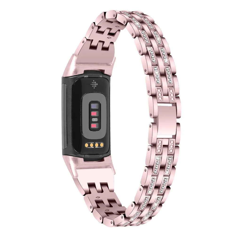 Fitbit Charge 5 6 Metal Band - Stylish Diamond Strap
