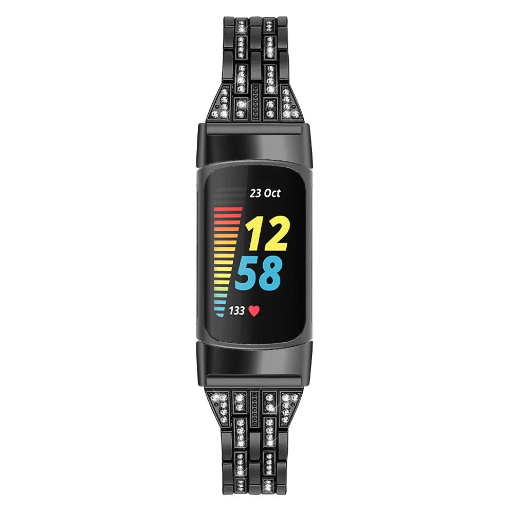 Fitbit Charge 5 6 Metal Band - Stylish Diamond Strap