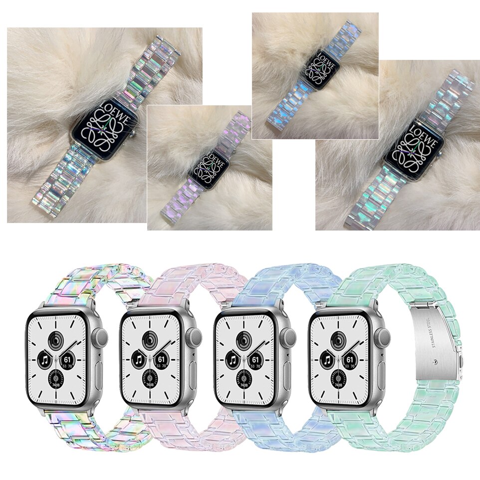 Resin Transparent Band for Apple Watch Series 11/10/9/8/7/6/5/4/ SE / Ultra 1/2/3