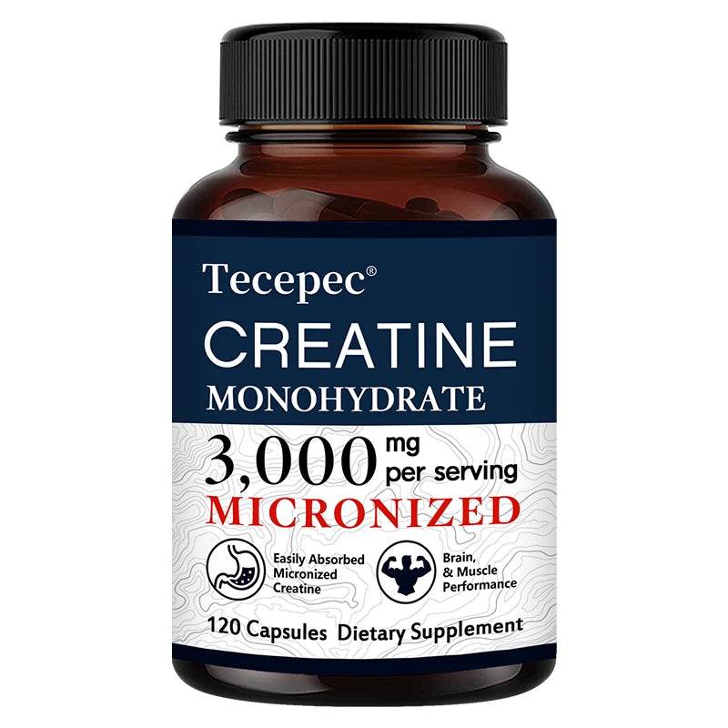 Creatine Monohydrate 3000 Mg Capsules, Supports Pre-Workout and Healthy Muscles, Focus & Memory, Easy To Absorb