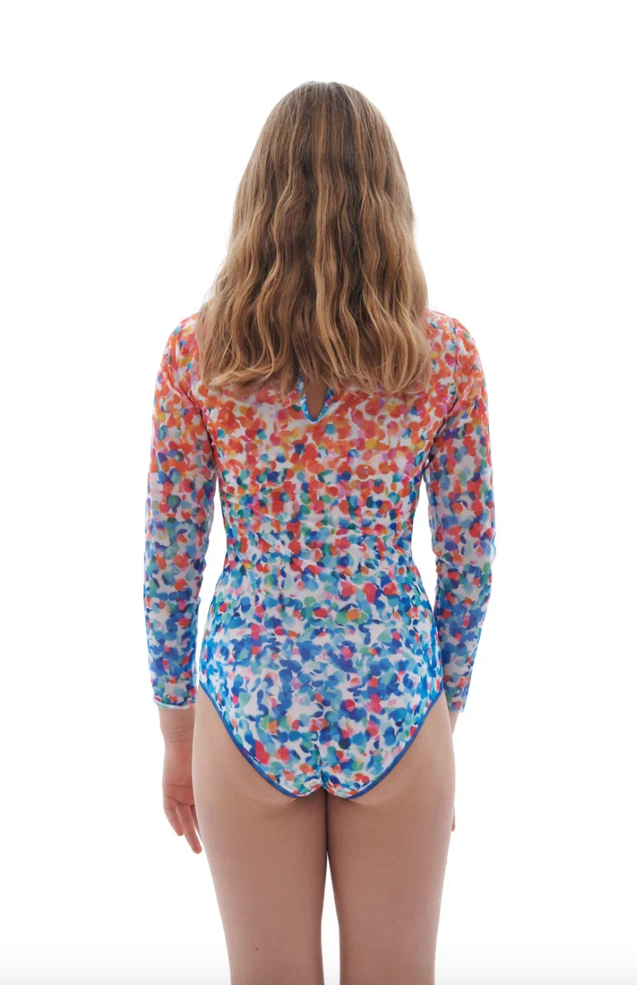 KID's girl's One-piece swimsuit with sleeves CONFETTI
