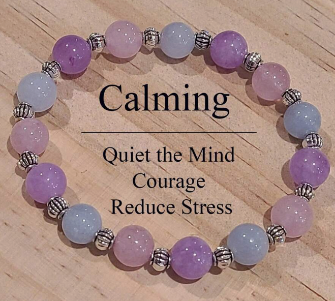 Calming Bracelet – Aquamarine & Kunzite Beads | Reduce Stress & Embrace Inner Peace
