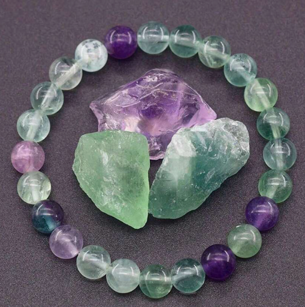 Natural Fluorite Spiritual Healing Bracelet – 6mm, 8mm or 10mm Gemstone Beads