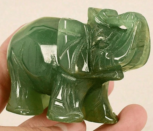 Lucky Elephant Jade Stone Figurine – 1.25 to 1.5 Inch