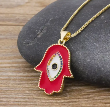 Evil Eye Necklace – Made in Turkey (Red or Blue)