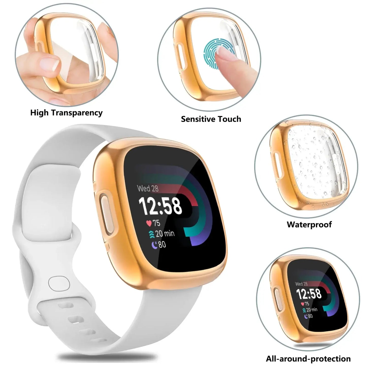 Fitbit Versa & Sense Case and Screen Protector