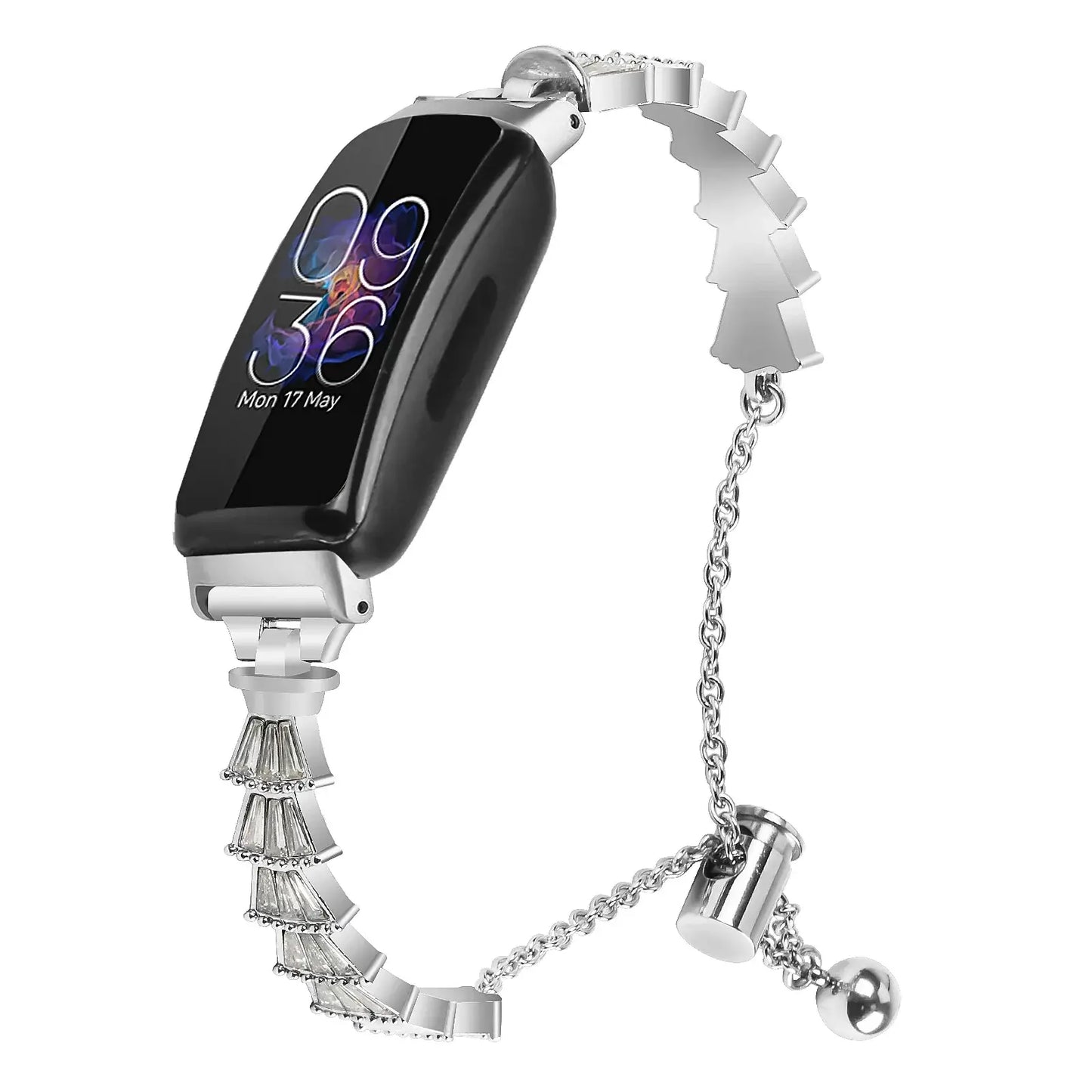 Fitbit Inspire 2, 1, HR Stainless Steel Band - Classic Metal Strap