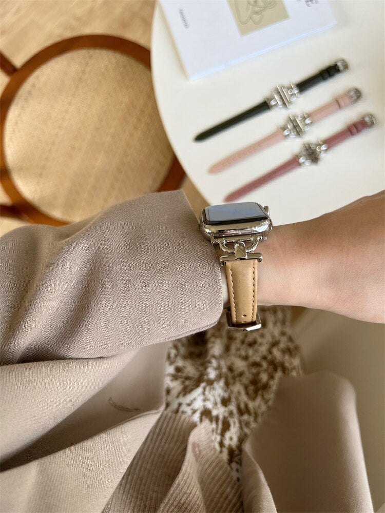 Apple Watch Leather Slim Strap Series 11/10/9/8/7/6/5/4/ SE / Ultra 1/2/3