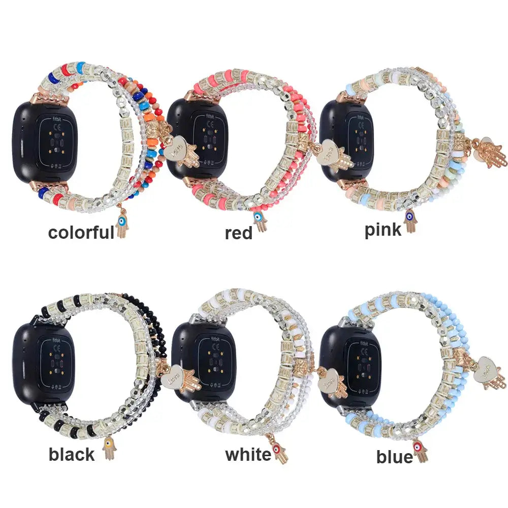 Fitbit Versa & Sense Beaded Elastic Band - Stylish Boho