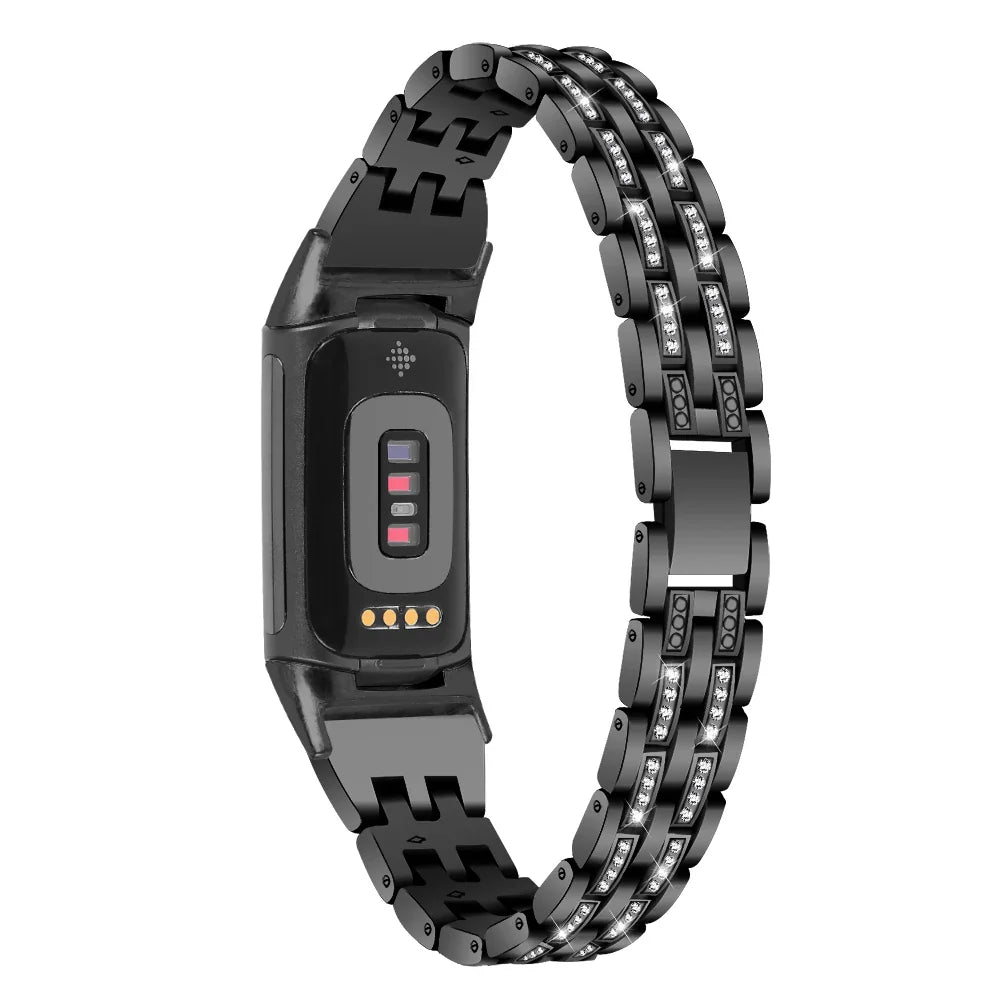 Fitbit Charge 5 6 Metal Band - Stylish Diamond Strap