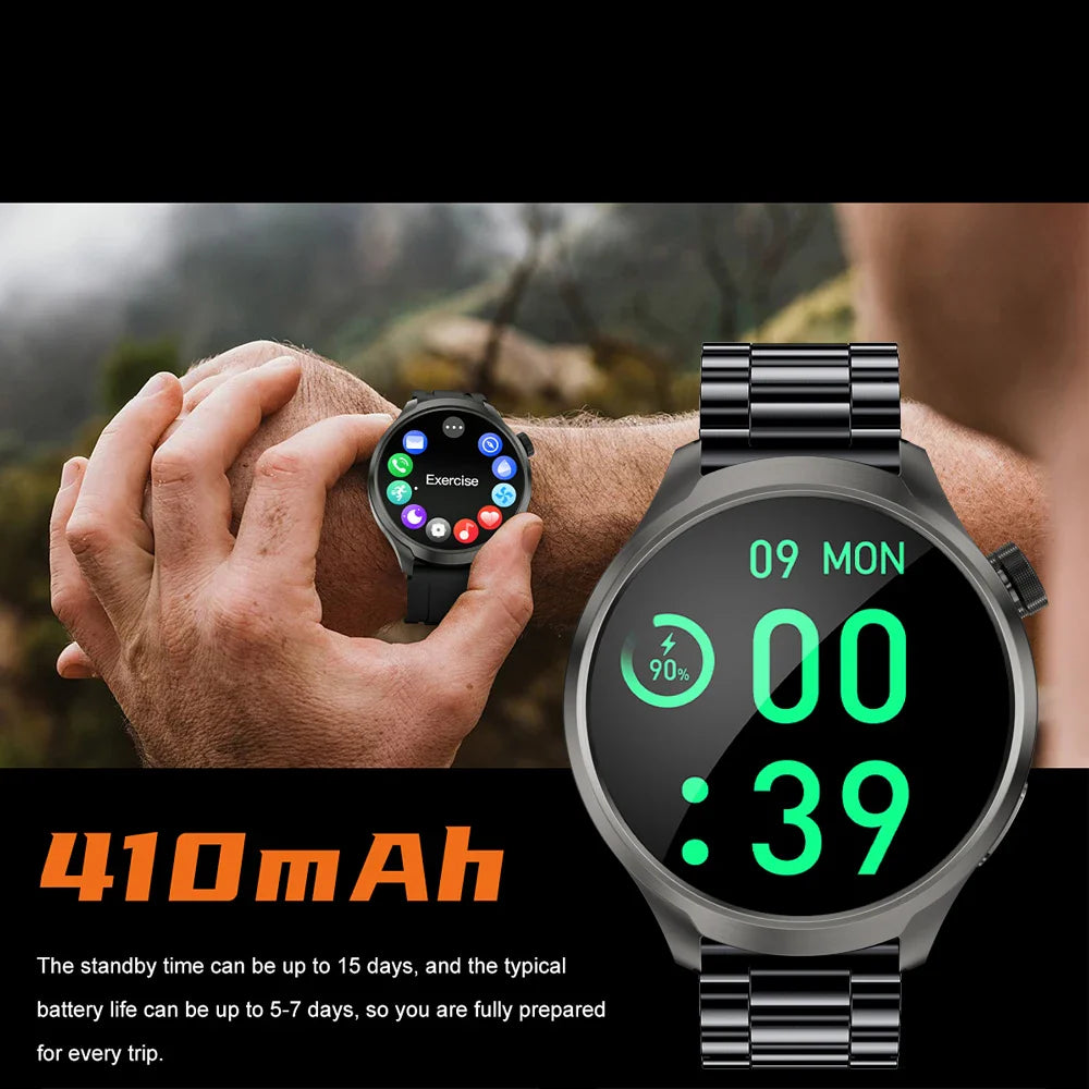 2025 New Smart Watch Men 1.85 Inch Compass 410 mAh Large Battery GPS Motion Track Bluetooth Call Health monitoring Smartwatches