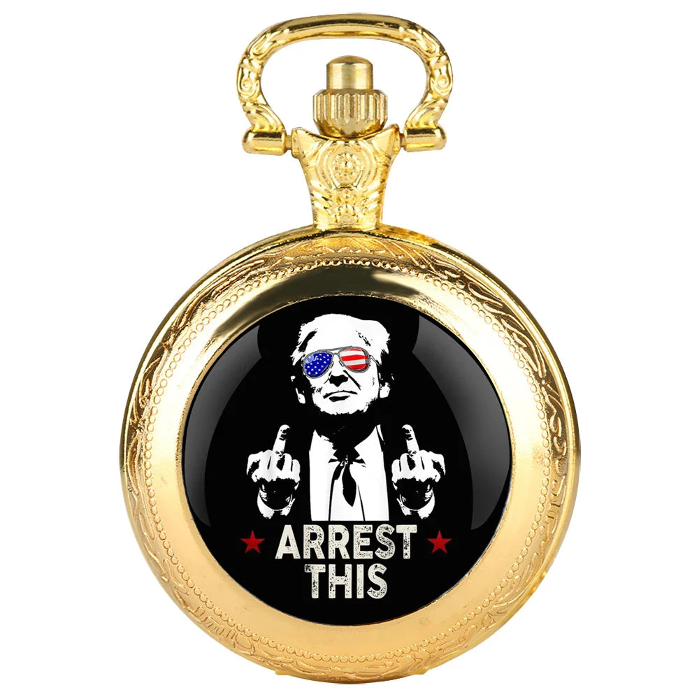 Trump Victory Pendant Quartz Pocket Watch – Collectible Souvenir Timepiece