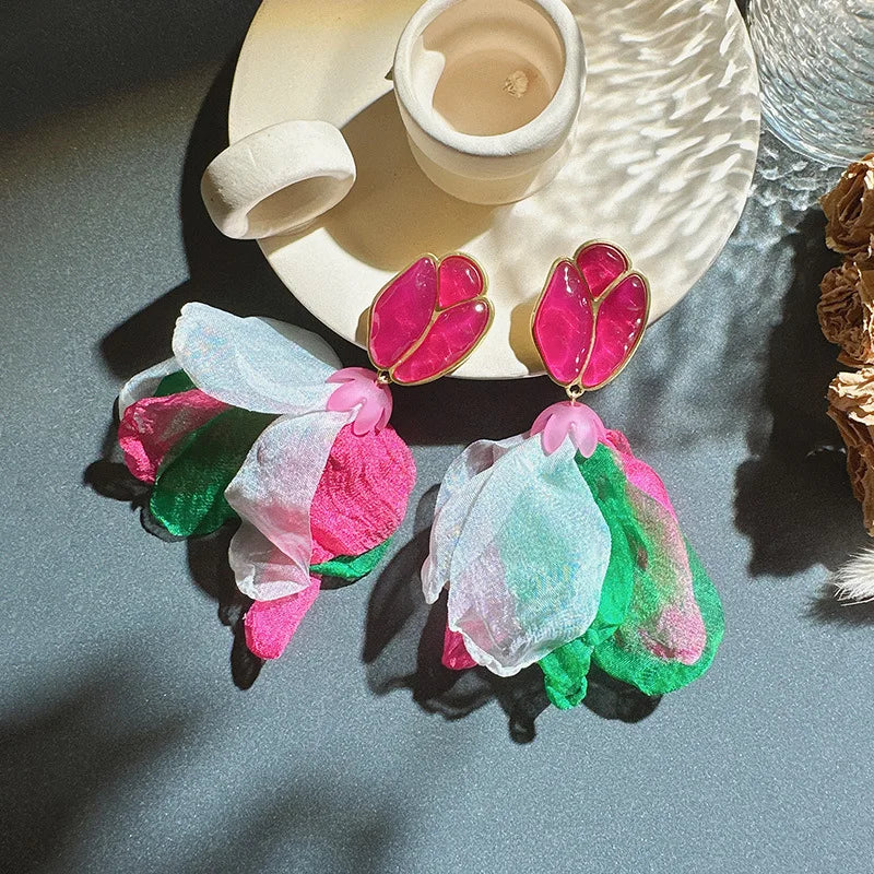 Handmade Cotton Long Tassel Earrings