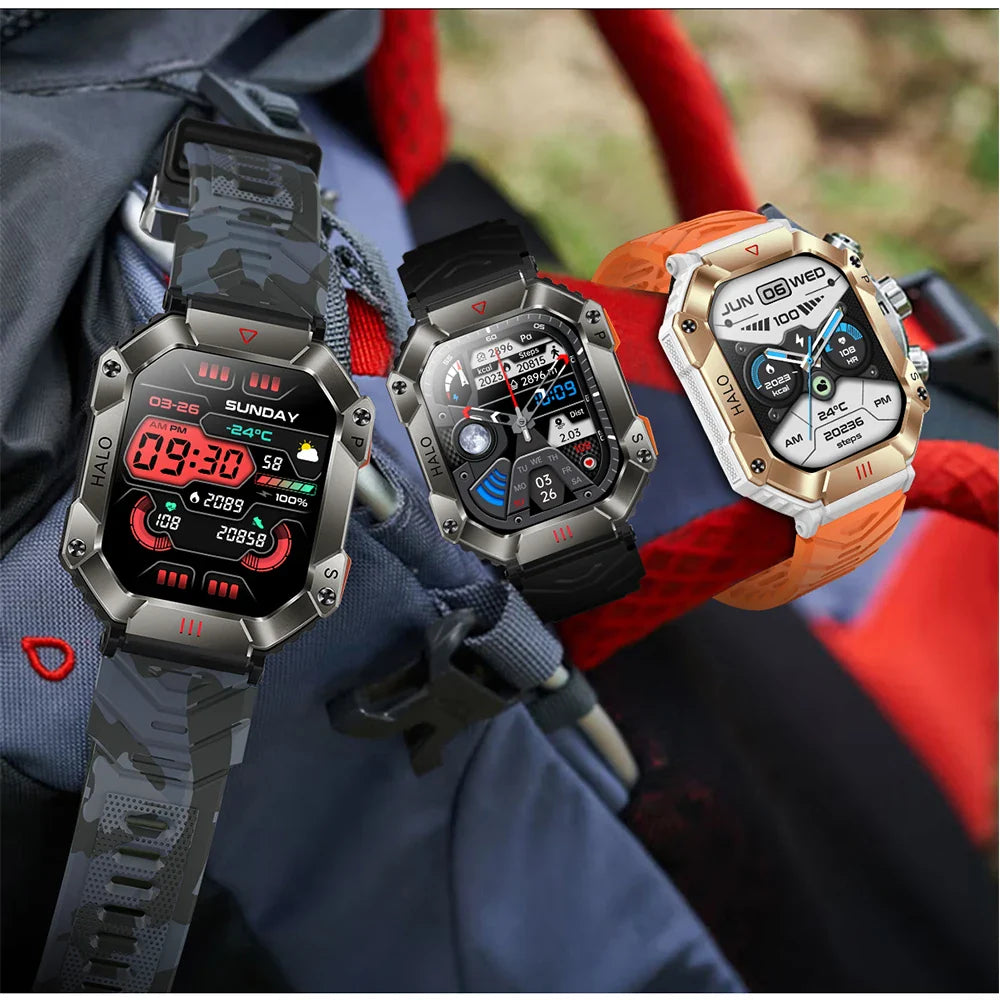2024 New Outdoor Sports Smart Watch Altitude Pressure Compass Heart Rate Blood Oxygen Monitoring Bluetooth Call Smartwatches 
