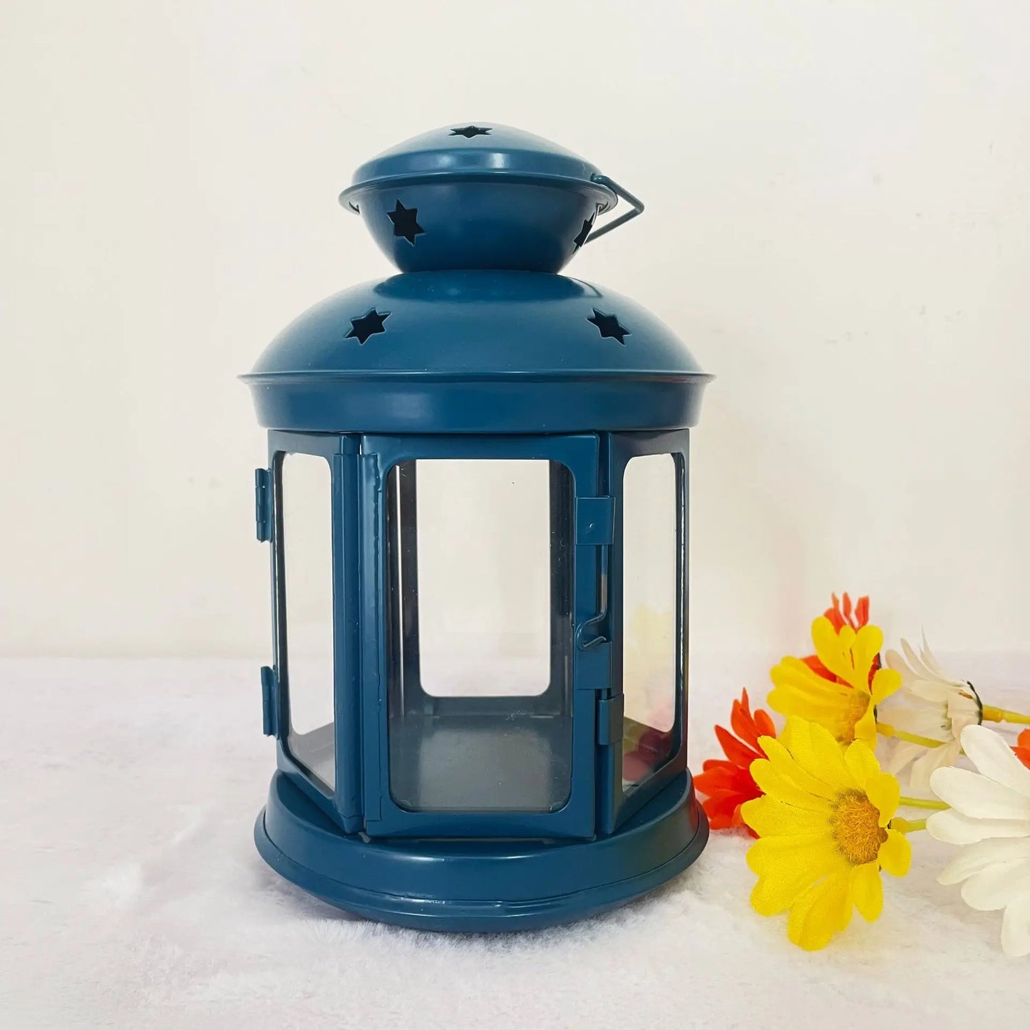 Navy Blue Colonial Candle Lamp
