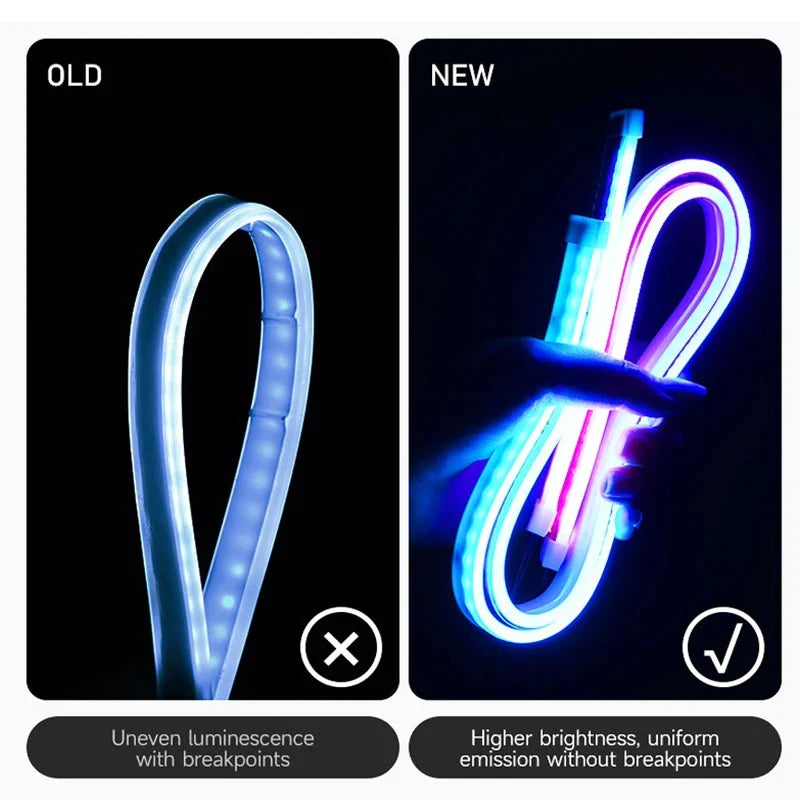 12V RGB LED Daytime Running Lights - APP Controlled, Ultra-thin Flexible Strip, 2 Pcs