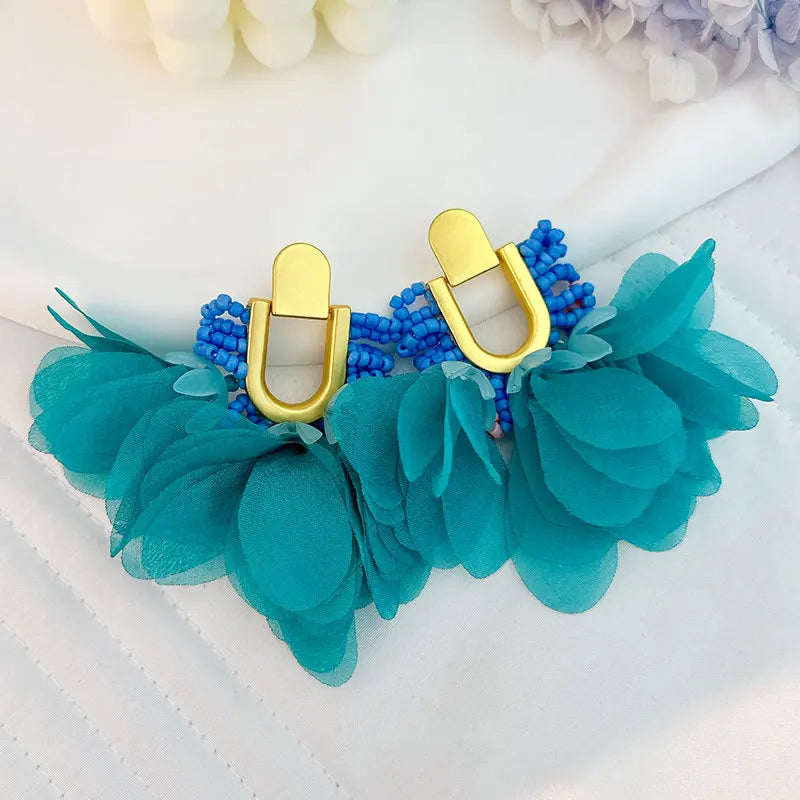 Handmade Cotton Long Tassel Earrings