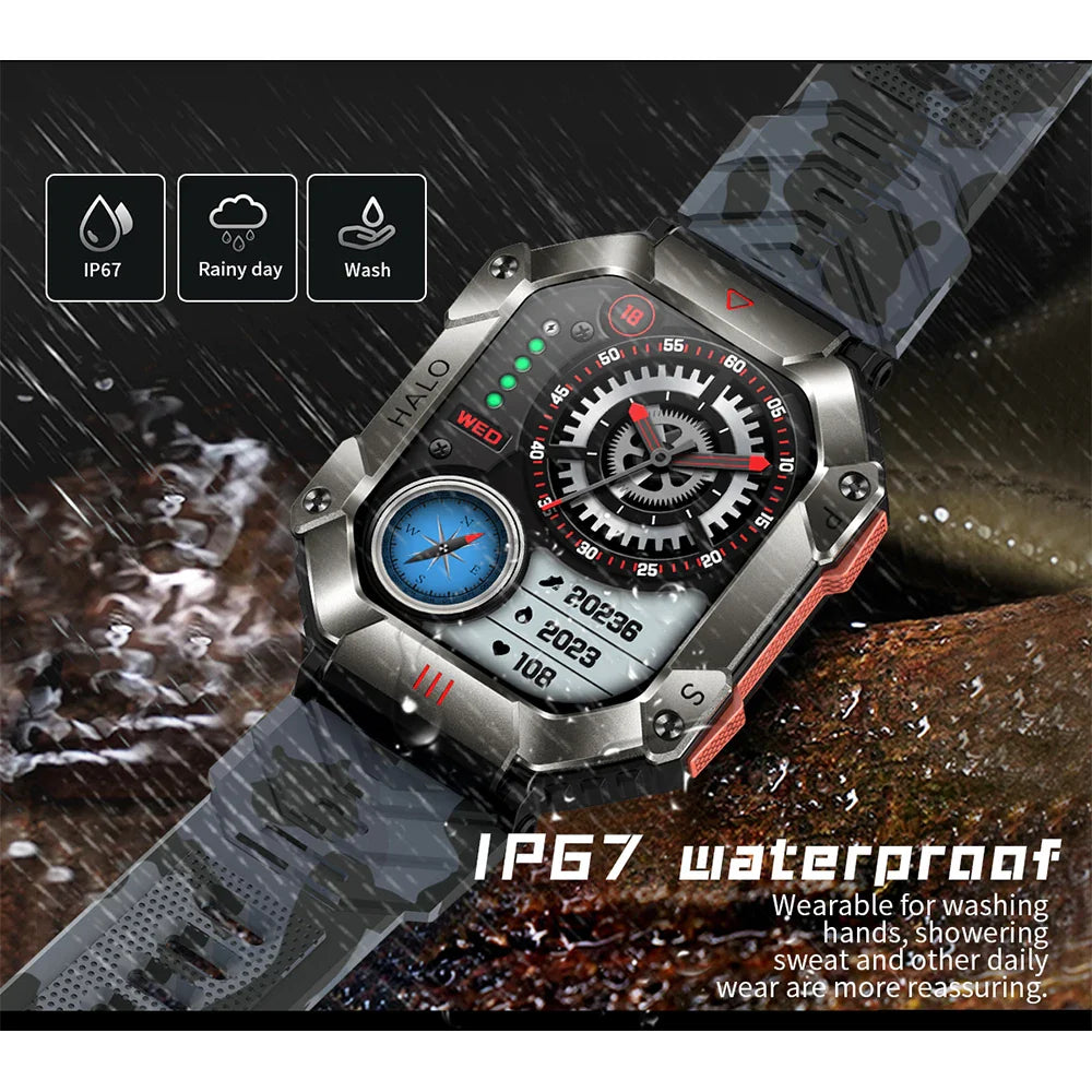 2024 New Outdoor Sports Smart Watch Altitude Pressure Compass Heart Rate Blood Oxygen Monitoring Bluetooth Call Smartwatches 