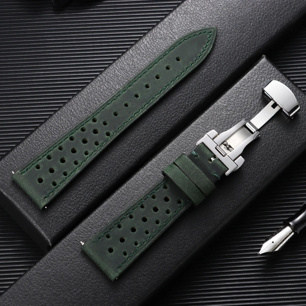 Samsung Galaxy Watch 7, 6, 5, 4 & FE Perforated Racing Leather Band