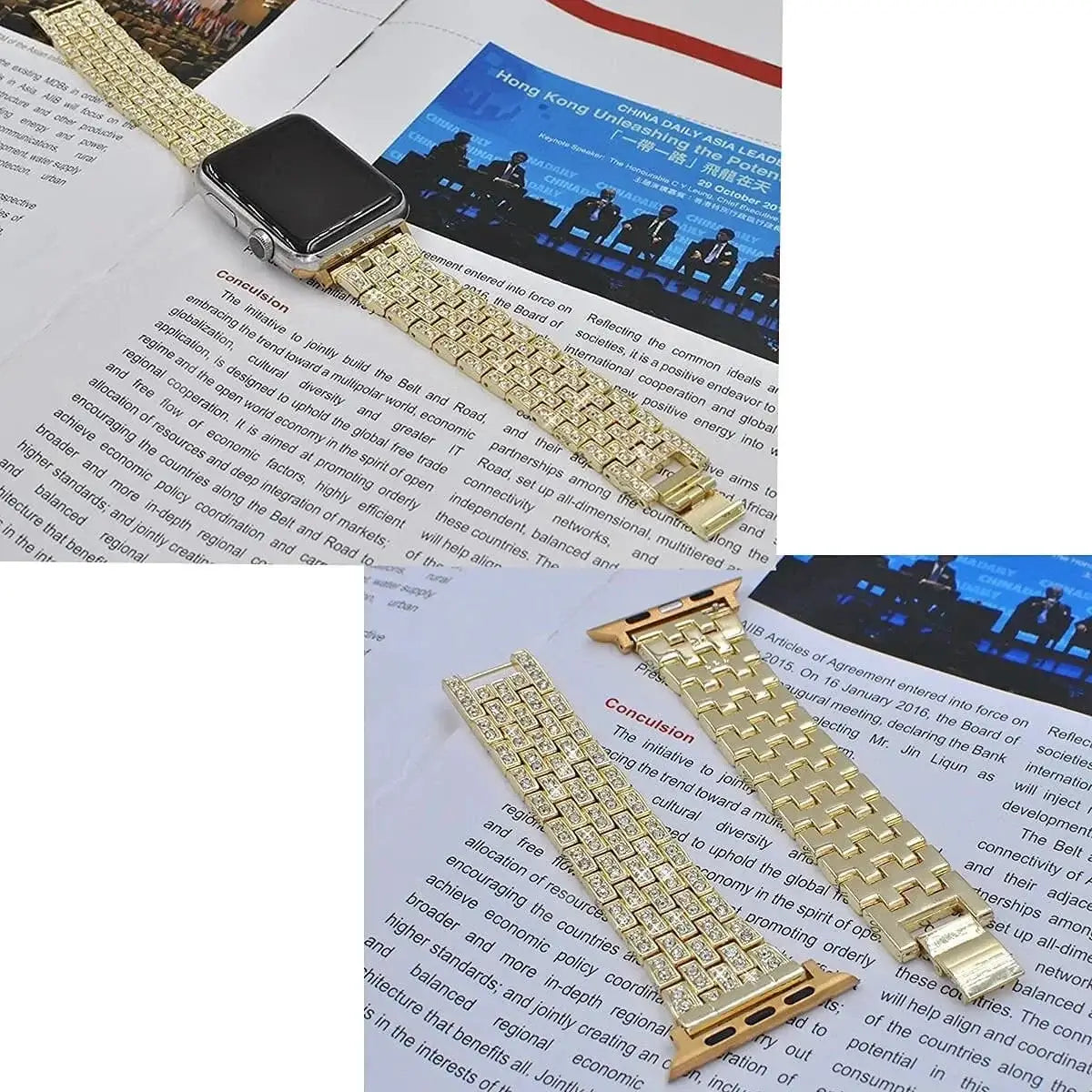 Apple Watch Bedazzled Stainless Steel Strap - Elegant Design