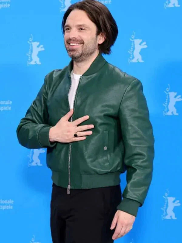 Sebastian Stan A Different Man Green Leather Jacket