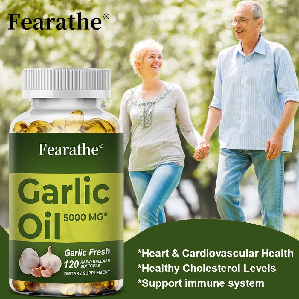 Garlic Oil Capsules, organic extract, promotes healthy cholesterol levels, immune system support