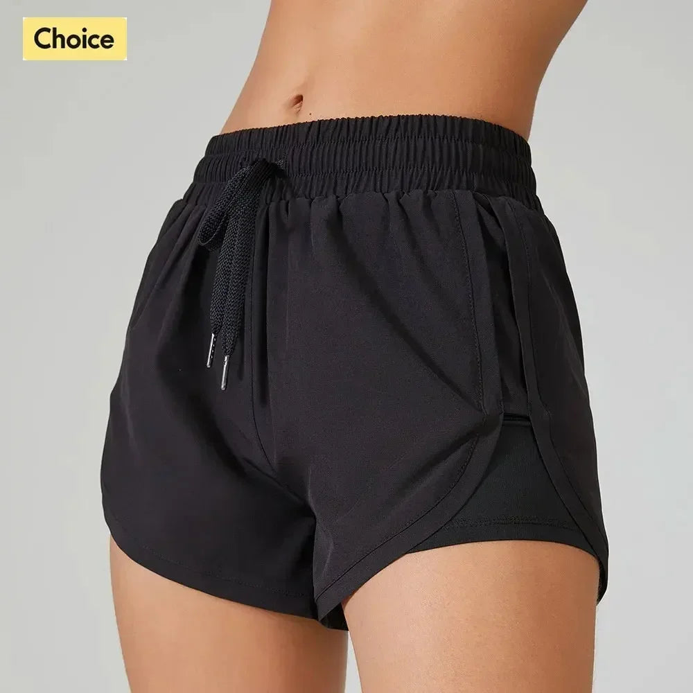 2-in-1 Women's Running Yoga Shorts with Compression Liner