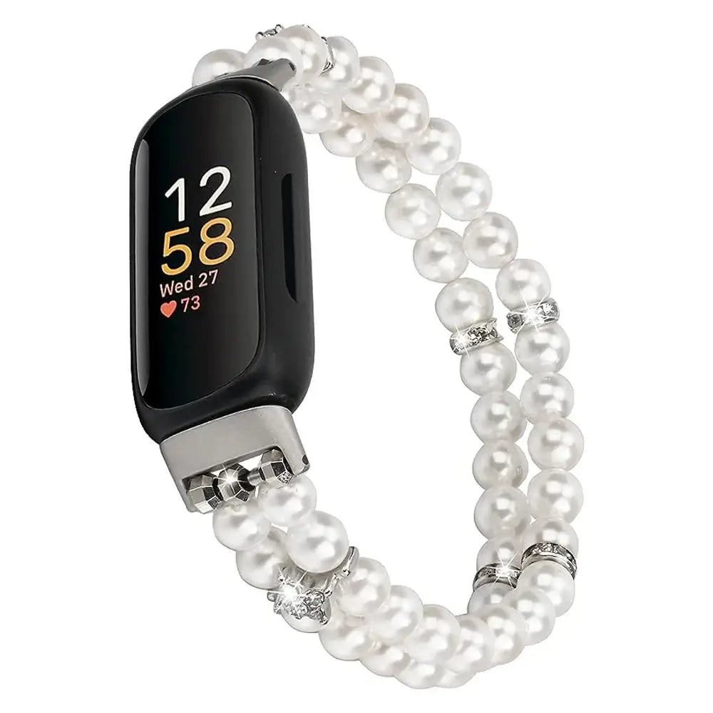 Fitbit Inspire 3 Elastic Pearl Band – Stylish Beaded Stretch Strap