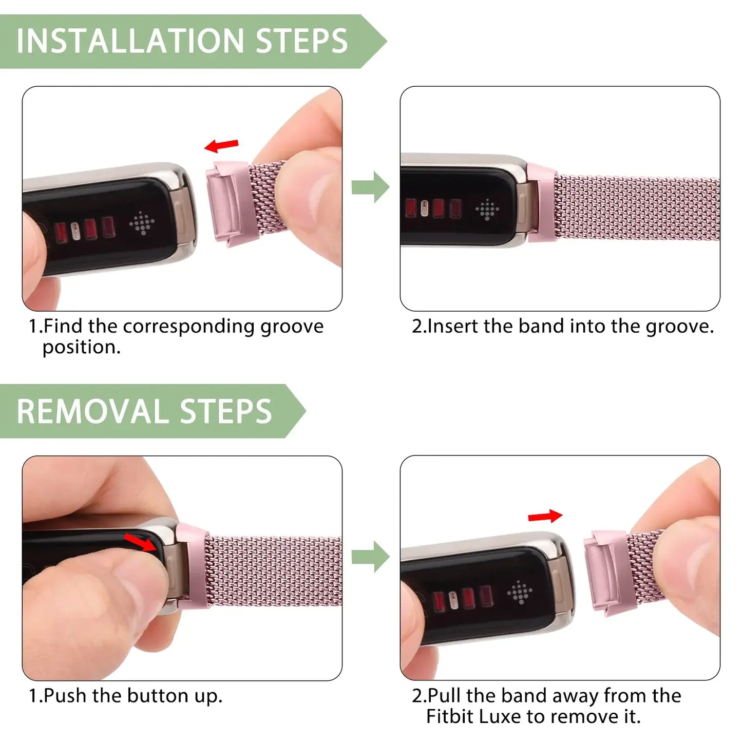Fitbit Luxe Steel Magnetic Band - Elegant Mesh Design