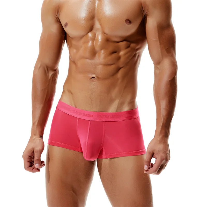 SEOBEAN Men’s Low-Waist Boxers with Contour Pouch – Nylon Spandex Blend