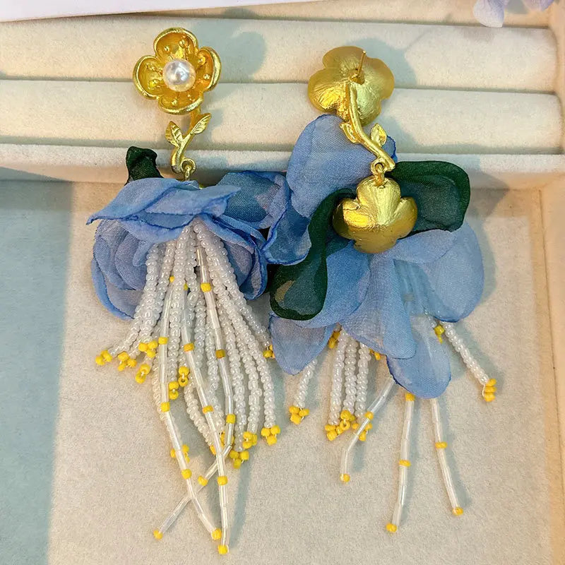 Handmade Cotton Long Tassel Earrings