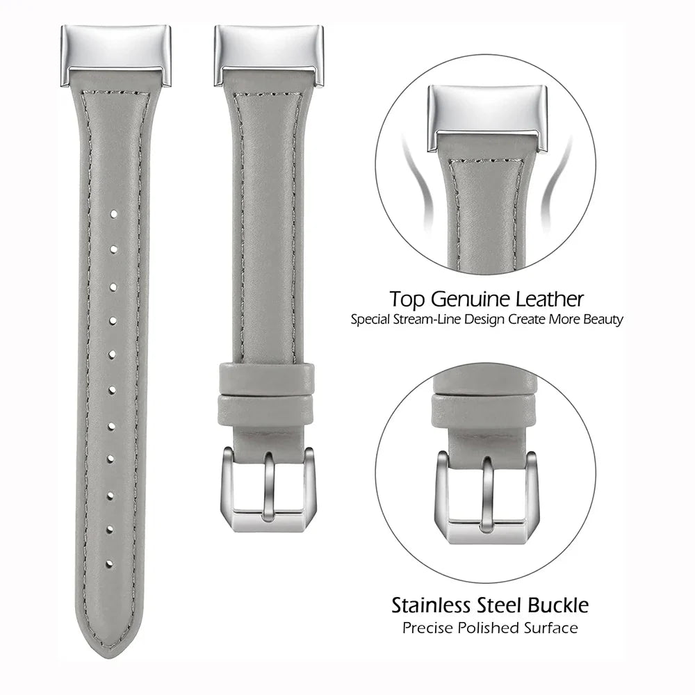 Fitbit Charge 5 6 Slim Leather Band - Comfortable Strap