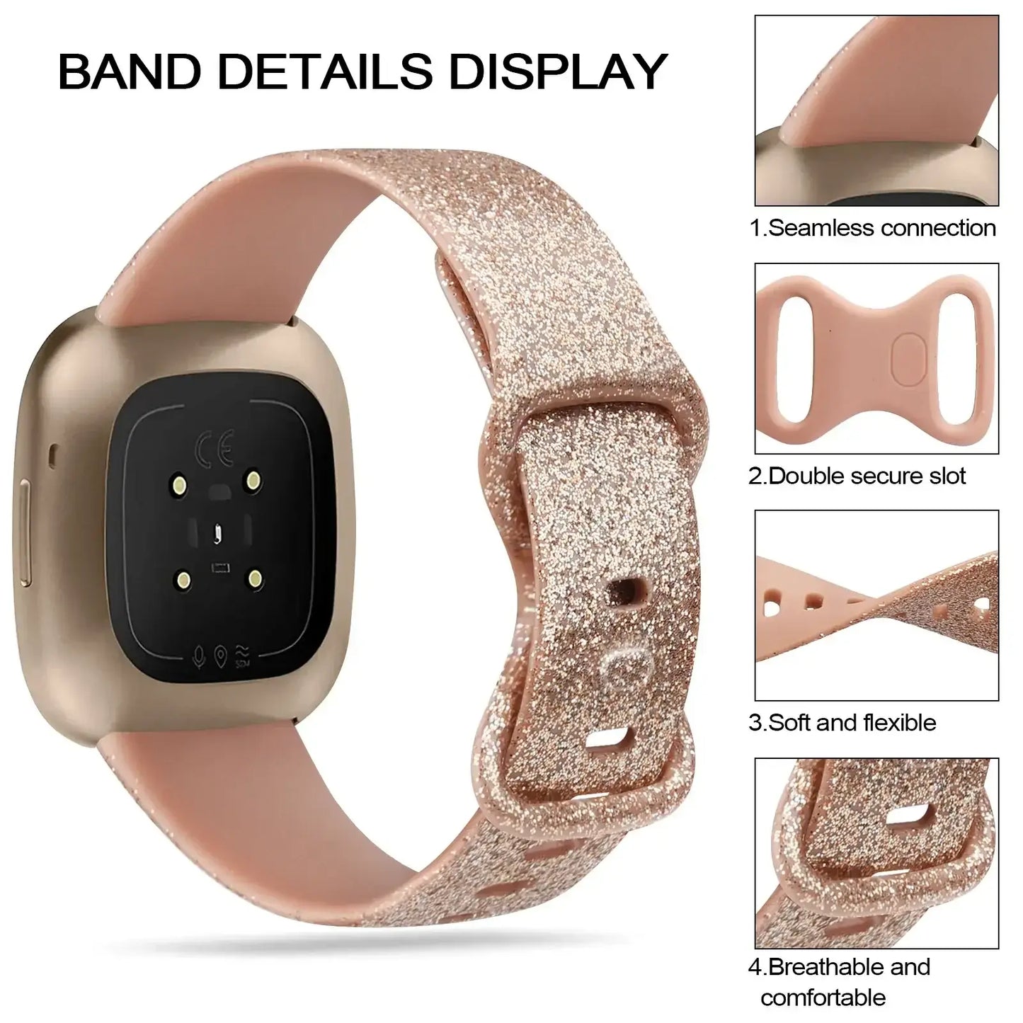Fitbit Versa & Sense Silicone Bands - Lightweight Minimalist Design