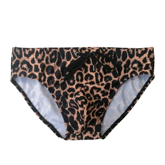 Men’s Leopard Print Swimwear Briefs – Bold & Comfortable