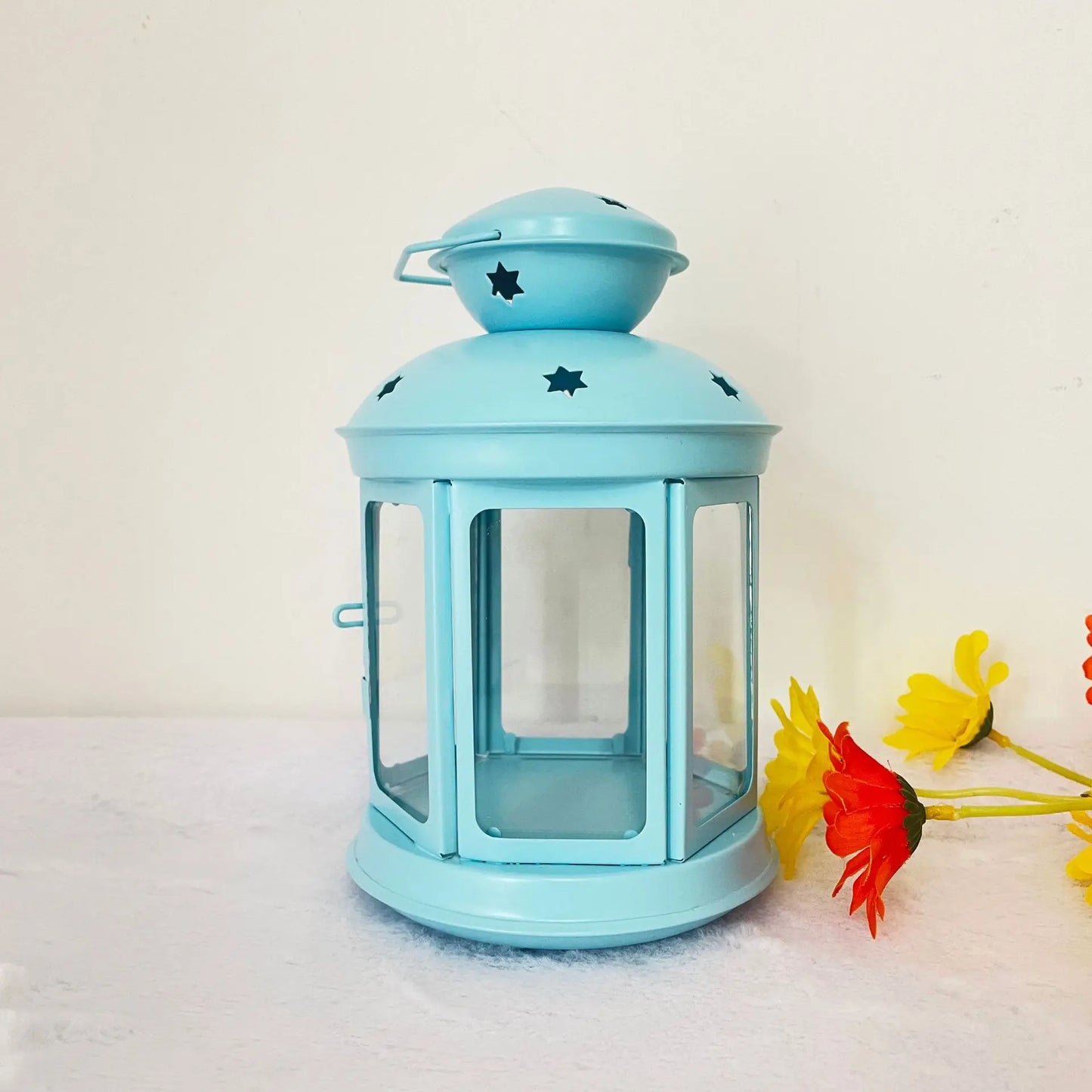 Sky Blue Colonial Candle Lamp