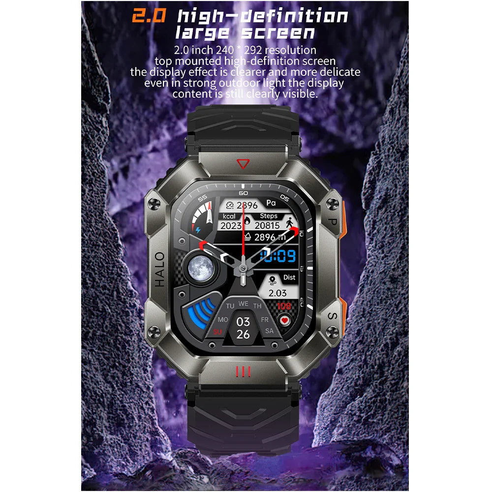 2024 New Outdoor Sports Smart Watch Altitude Pressure Compass Heart Rate Blood Oxygen Monitoring Bluetooth Call Smartwatches 