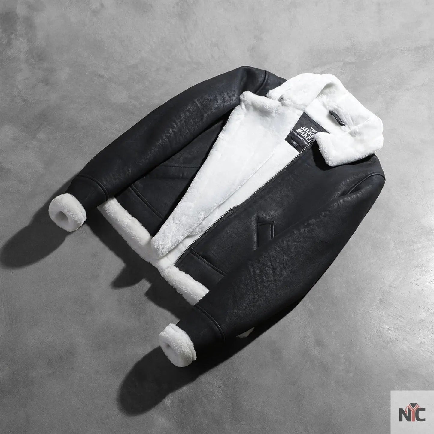 Sherilyn B-3 Black & White Leather Bomber Jacket