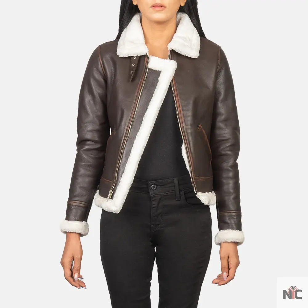 Sherilyn B-3 Brown Leather Bomber Jacket