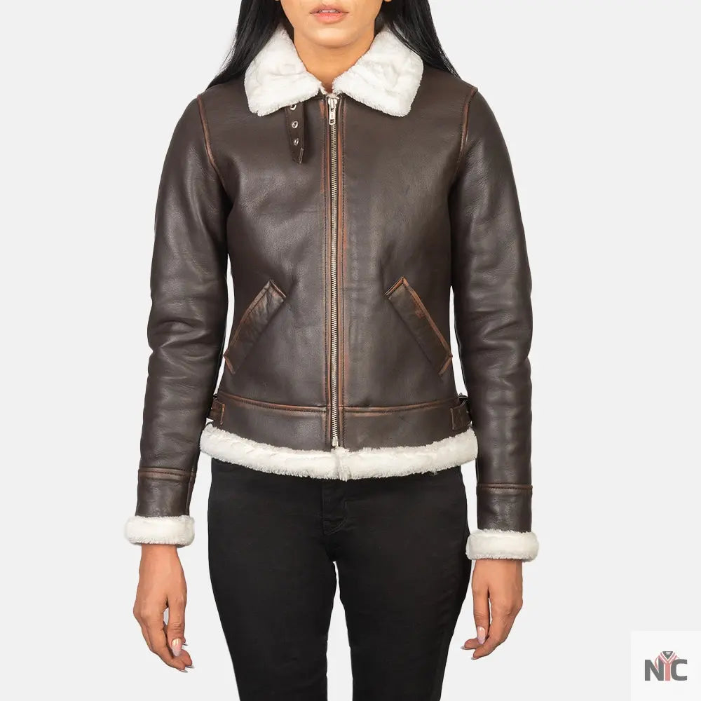Sherilyn B-3 Brown Leather Bomber Jacket