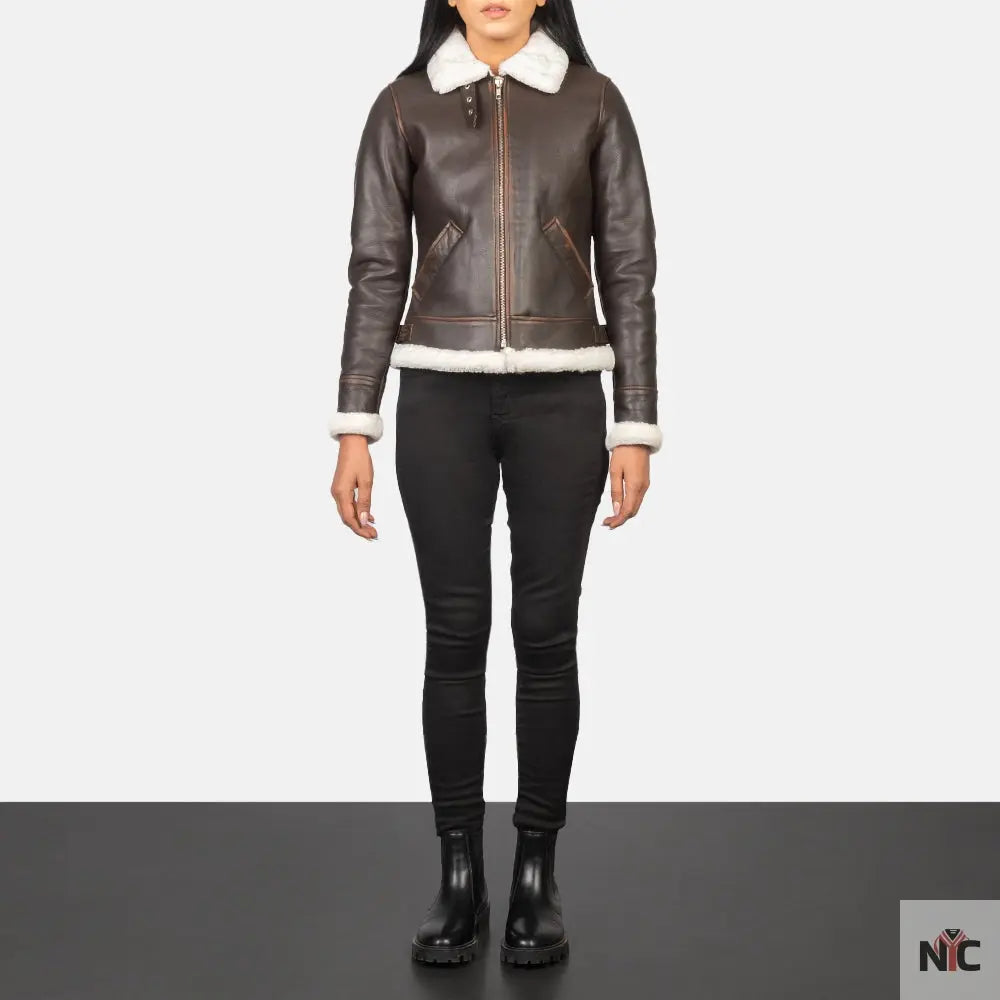 Sherilyn B-3 Brown Leather Bomber Jacket