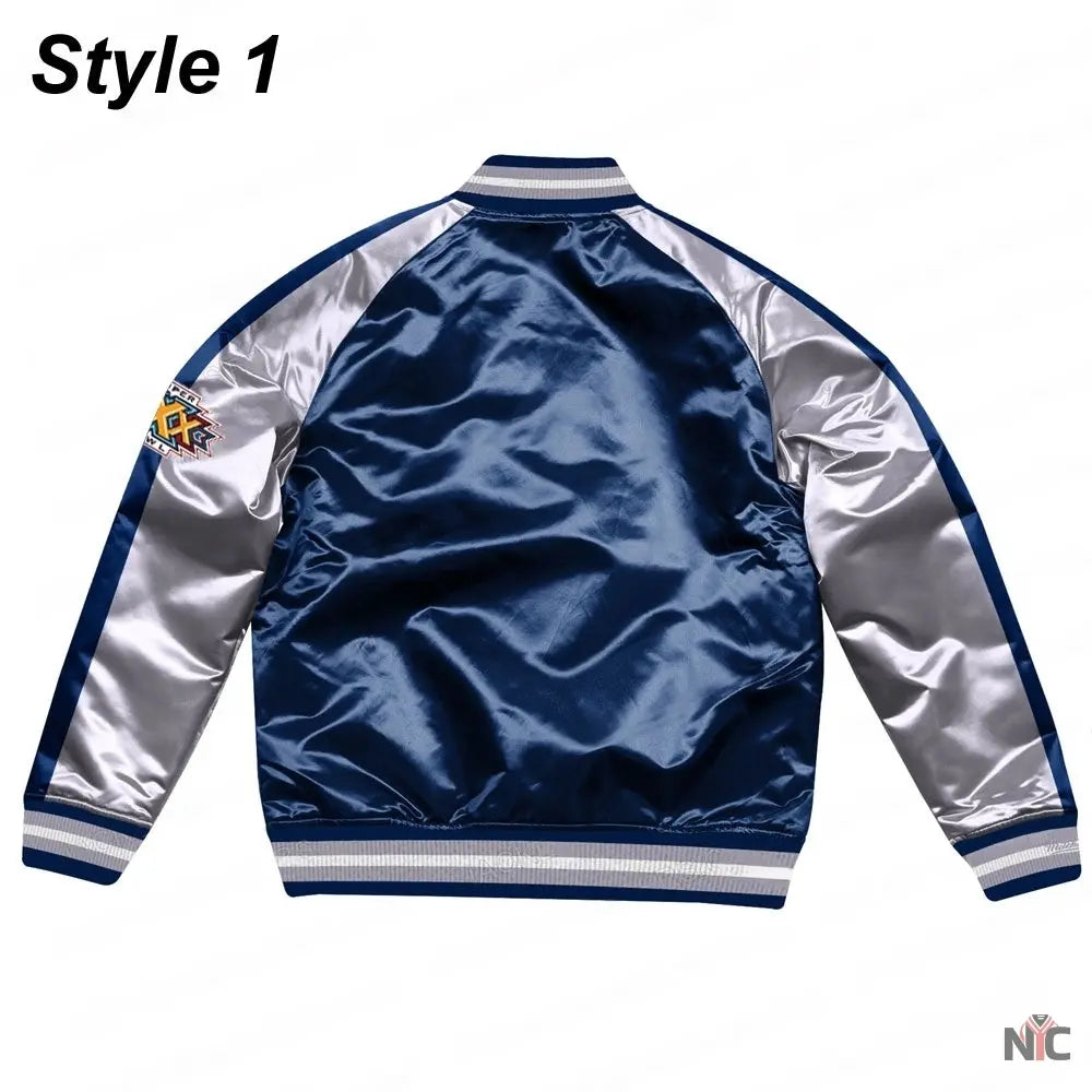 Silver Dallas Cowboys Varsity Satin Jacket