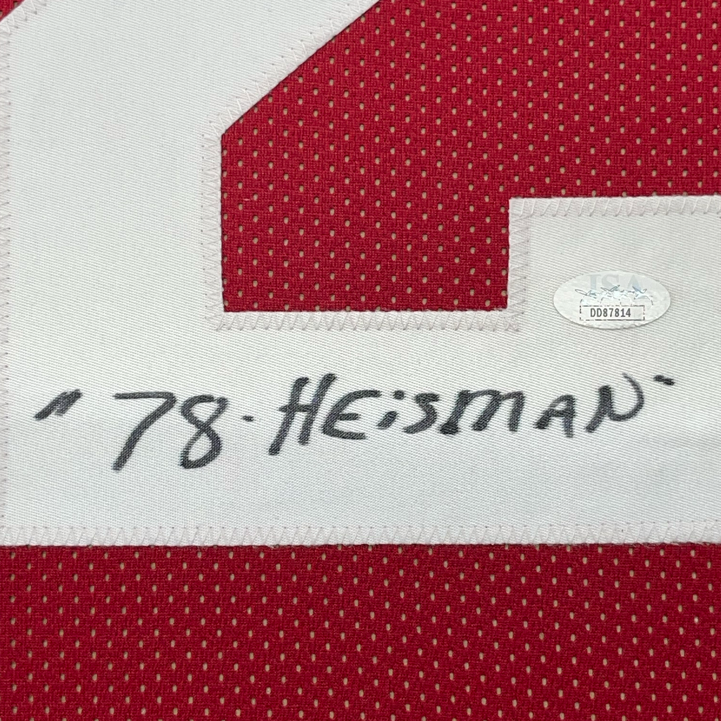Framed Autographed/Signed Billy Sims 78 Heisman 35x39 Oklahoma Maroon College Football Jersey JSA COA
