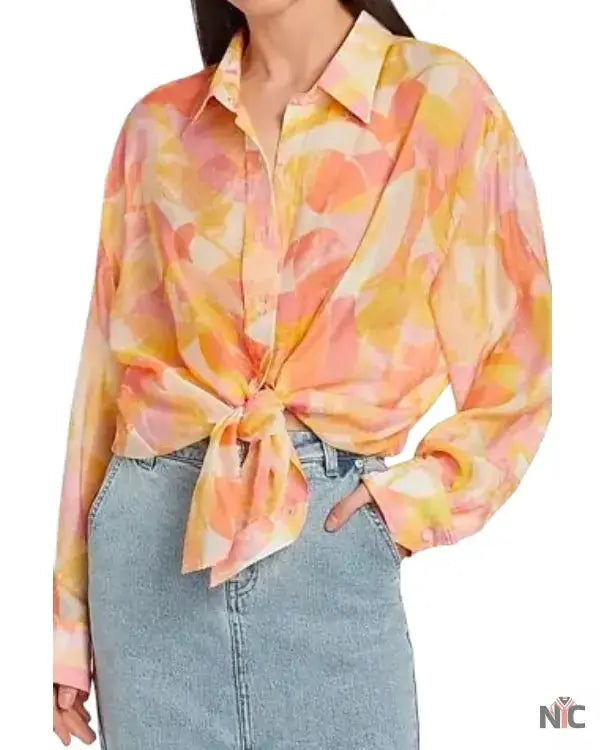 Sirens S01 Milly Alcock Orange Printed Shirt