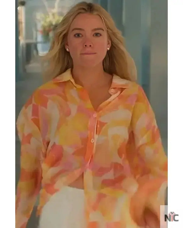 Sirens S01 Milly Alcock Orange Printed Shirt