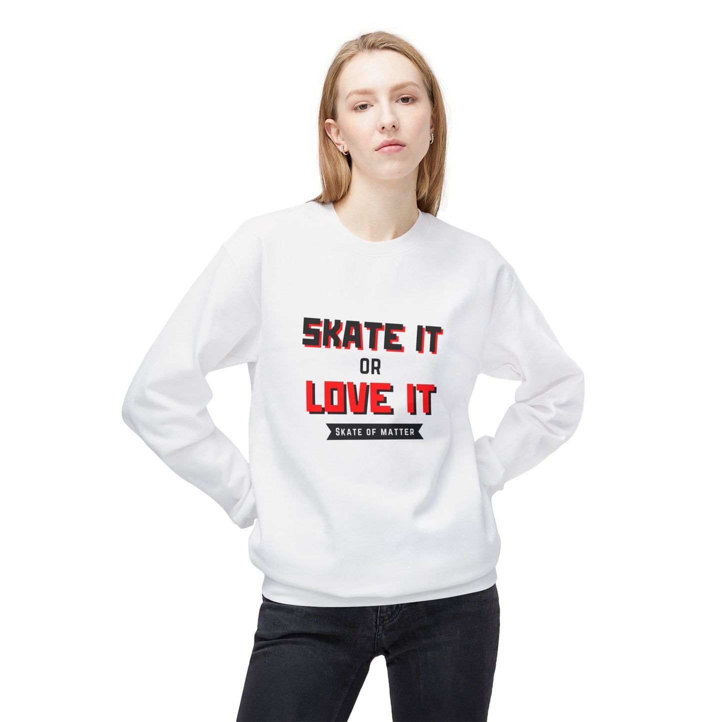 Skate It Or Love It Unisex Fleece Crewneck Sweatshirt