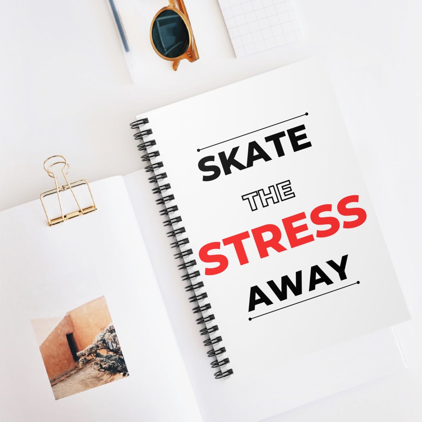 Skate the Stress Away Notebook - Ruled Line