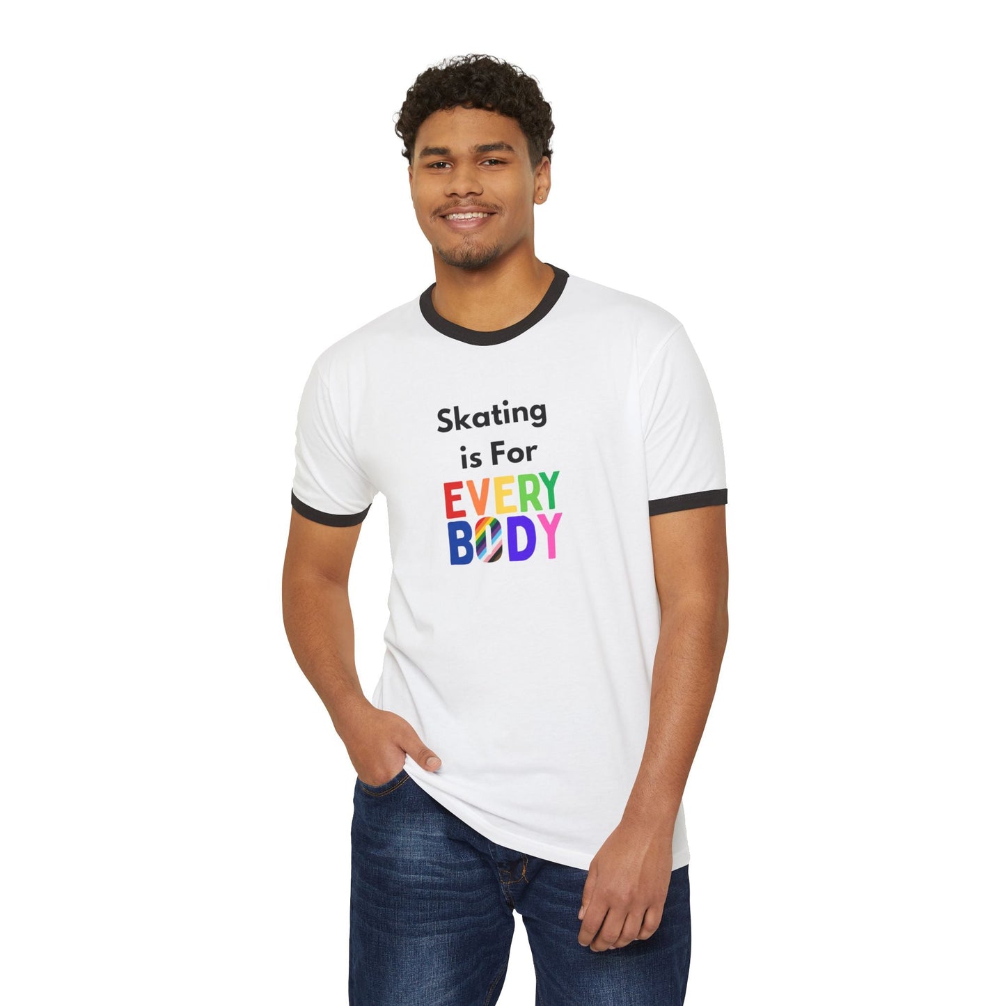 Skating is For Everybody Unisex Cotton Ringer T-Shirt