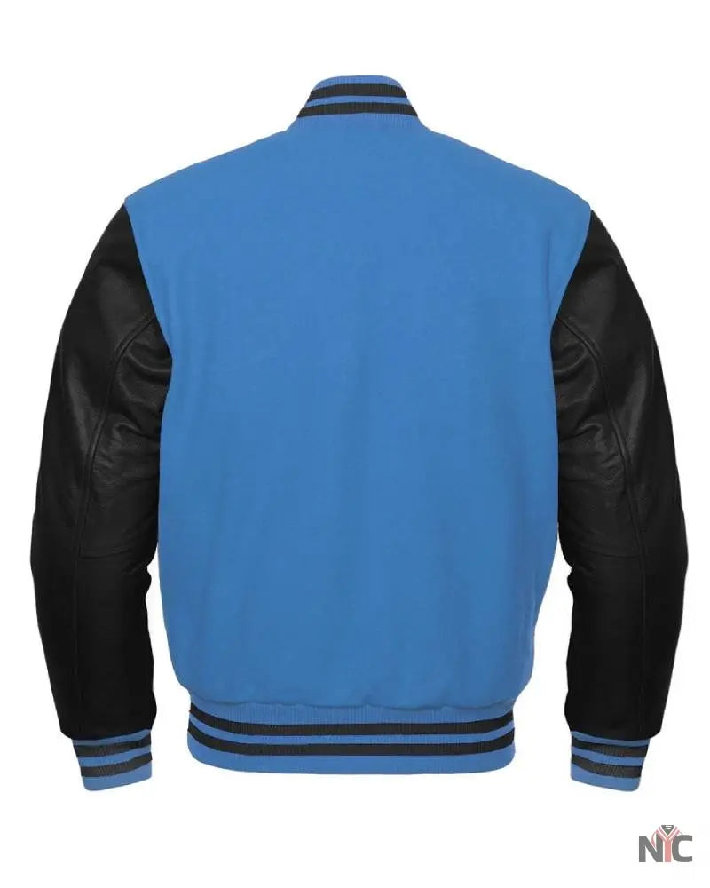 Sky Blue And Black Varsity Jacket