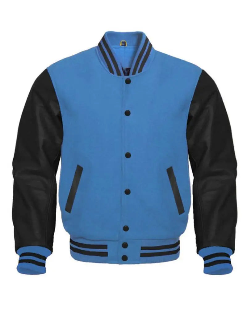 Sky Blue And Black Varsity Jacket